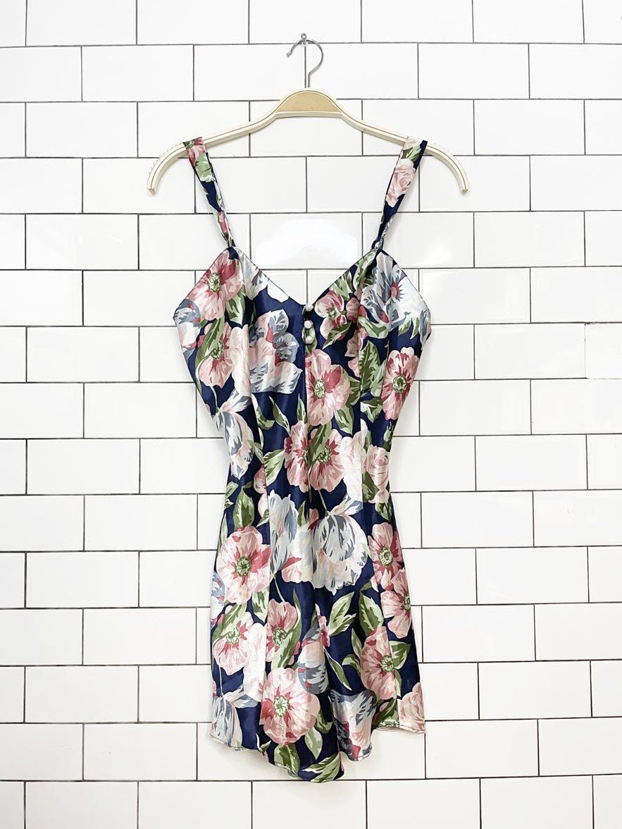 vintage lingerie cacique satin floral romper - good market thrift store