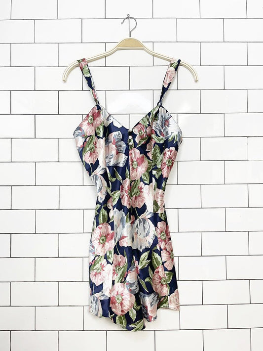 vintage lingerie cacique satin floral romper - good market thrift store