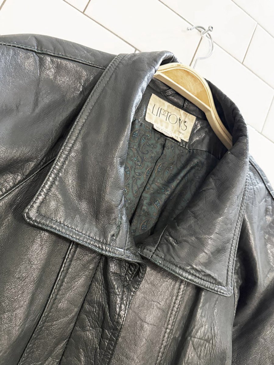 vintage liptons pleated sleeve soft leather duster jacket | made in Canada - good market thrift store