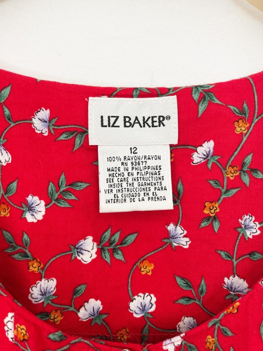 vintage liz baker micro floral half button tie back maxi dress - good market thrift store