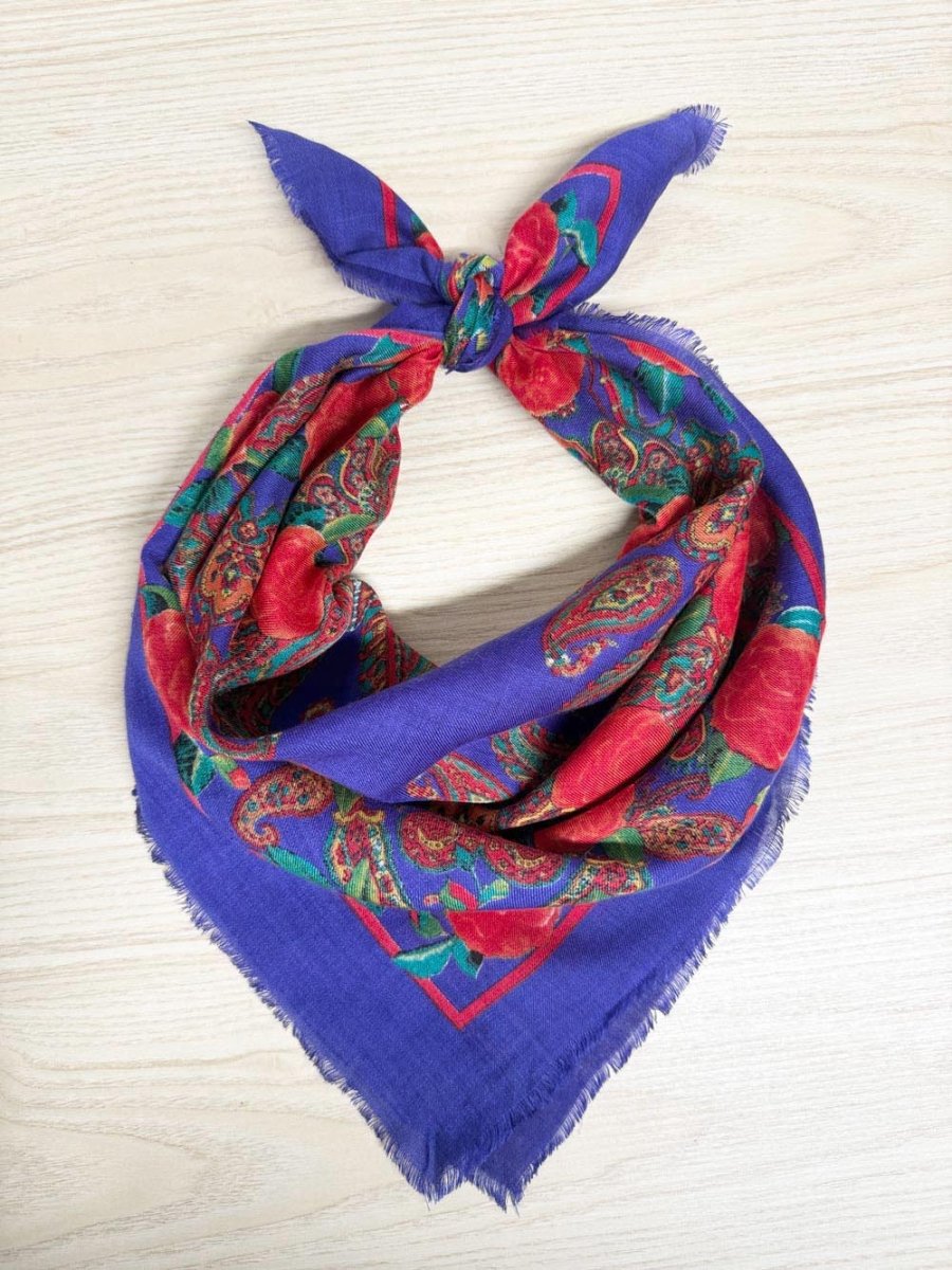 vintage liz sinclair woven floral fringe square scarf | made in Japan - good market thrift store