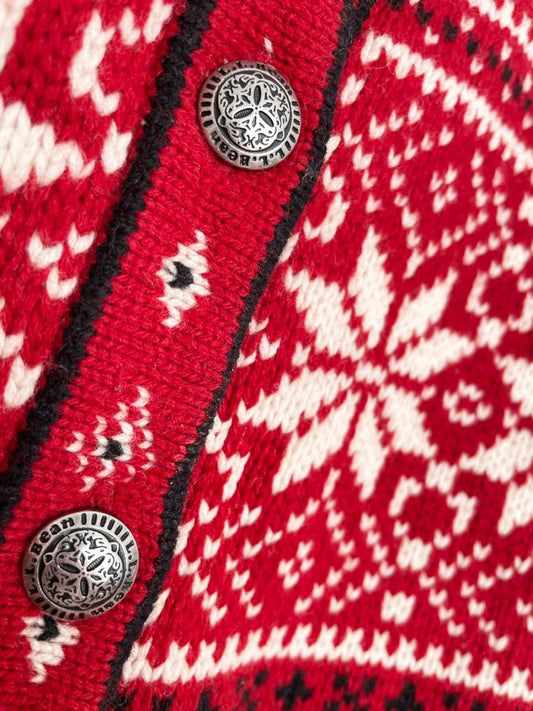 vintage ll bean 100% lambswool nordic snowflake knit cardigan - good market thrift store