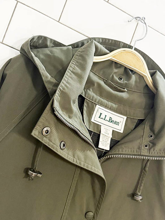 vintage ll bean wool - blend lined hooded trench coat - good market thrift store
