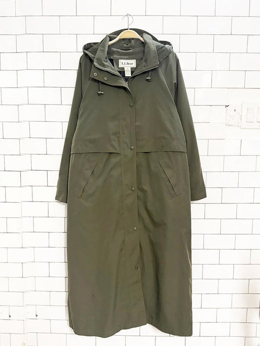 vintage ll bean wool - blend lined hooded trench coat - good market thrift store