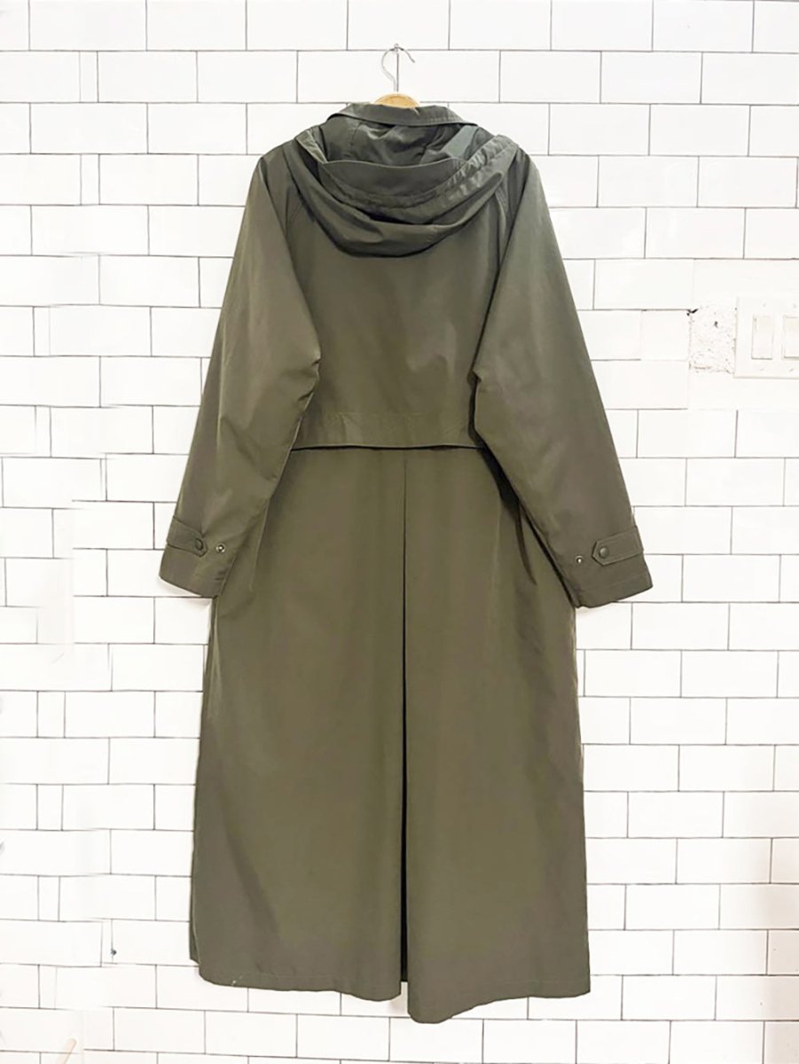 vintage ll bean wool - blend lined hooded trench coat - good market thrift store