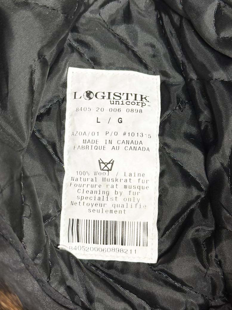 vintage logistik unicorp 100% wool muskrat fur trapper hat - good market thrift store