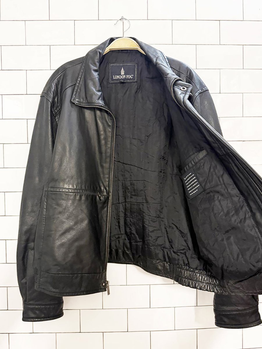 vintage london fog soft leather bomber jacket - good market thrift store