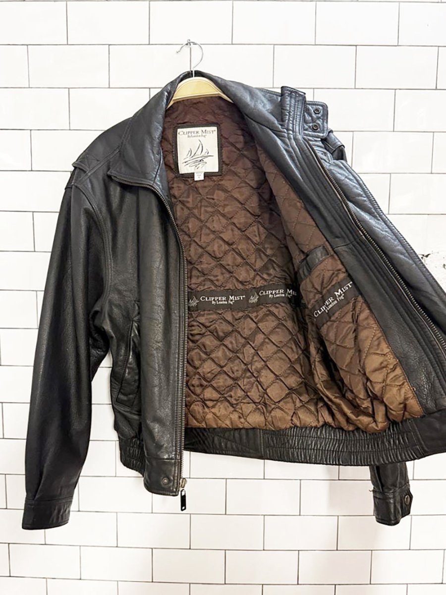 vintage london fog soft leather bomber jacket | clipper mist - good market thrift store