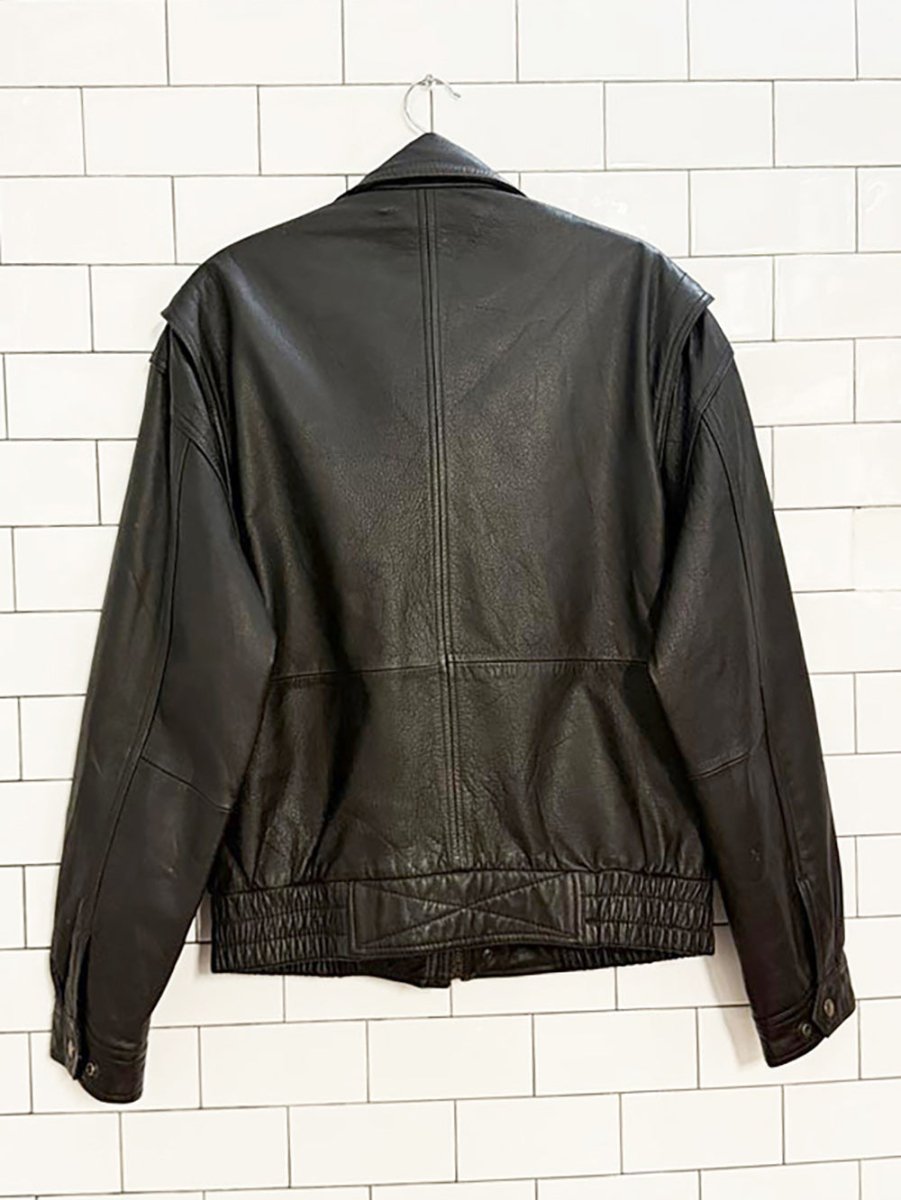 vintage london fog soft leather bomber jacket | clipper mist - good market thrift store