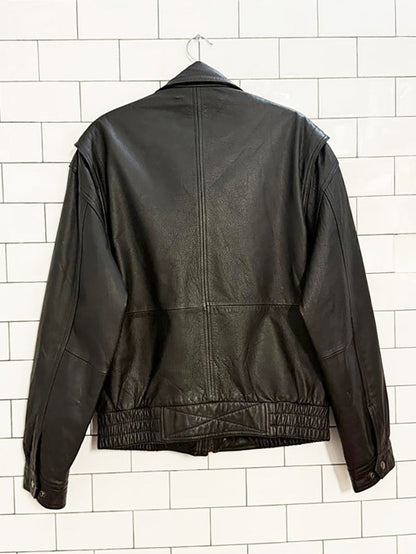 vintage london fog soft leather bomber jacket | clipper mist - good market thrift store