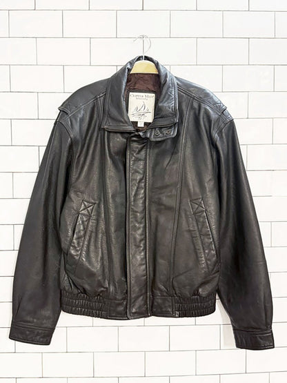 vintage london fog soft leather bomber jacket | clipper mist - good market thrift store