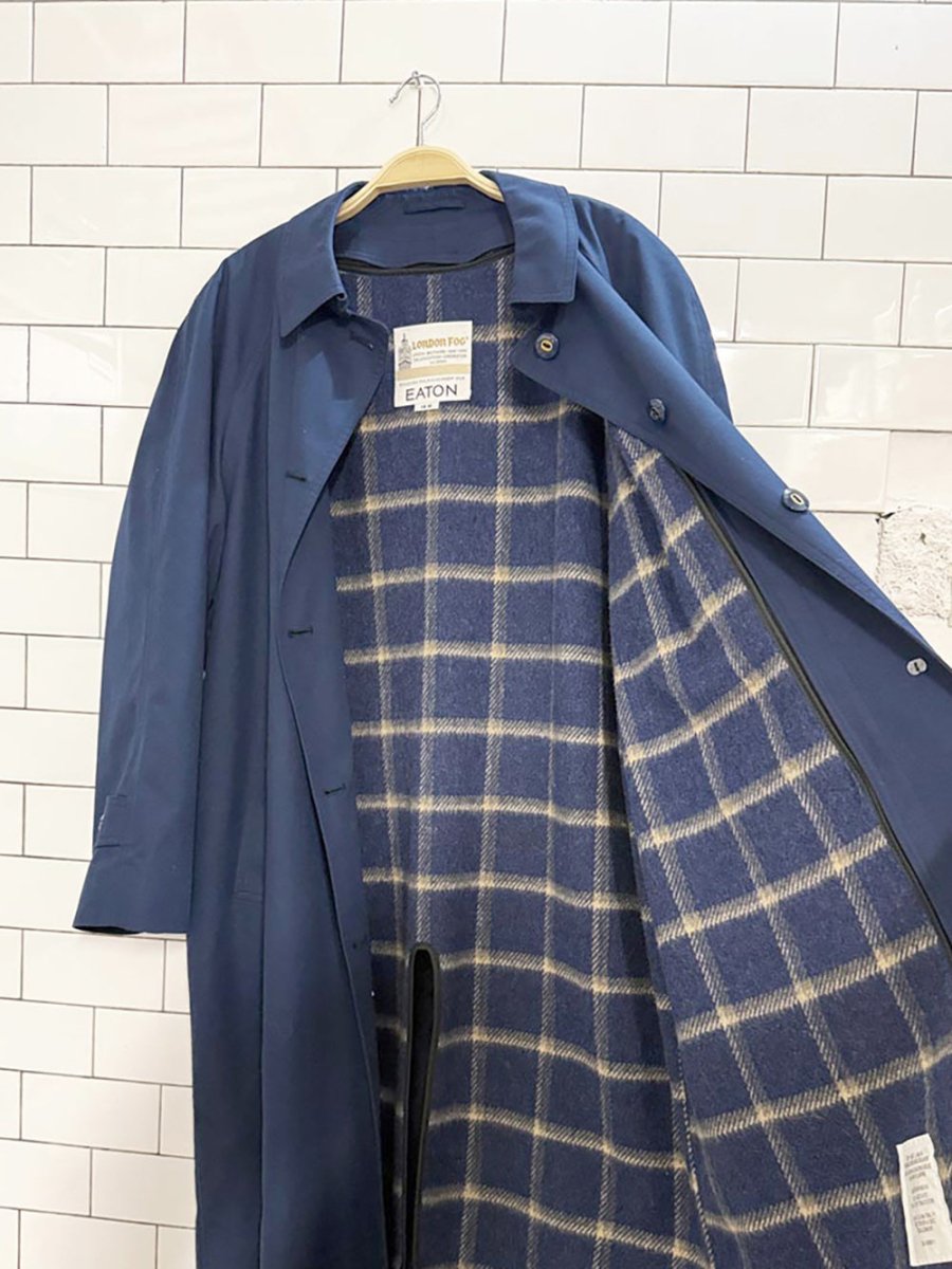 vintage london fog wool - blend removable lining minimal trench coat | eaton - good market thrift store