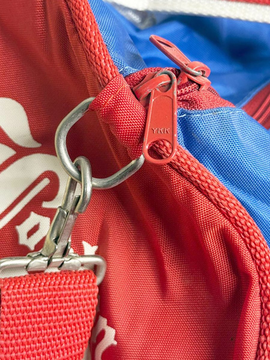 vintage london free press two - tone duffle bag - good market thrift store