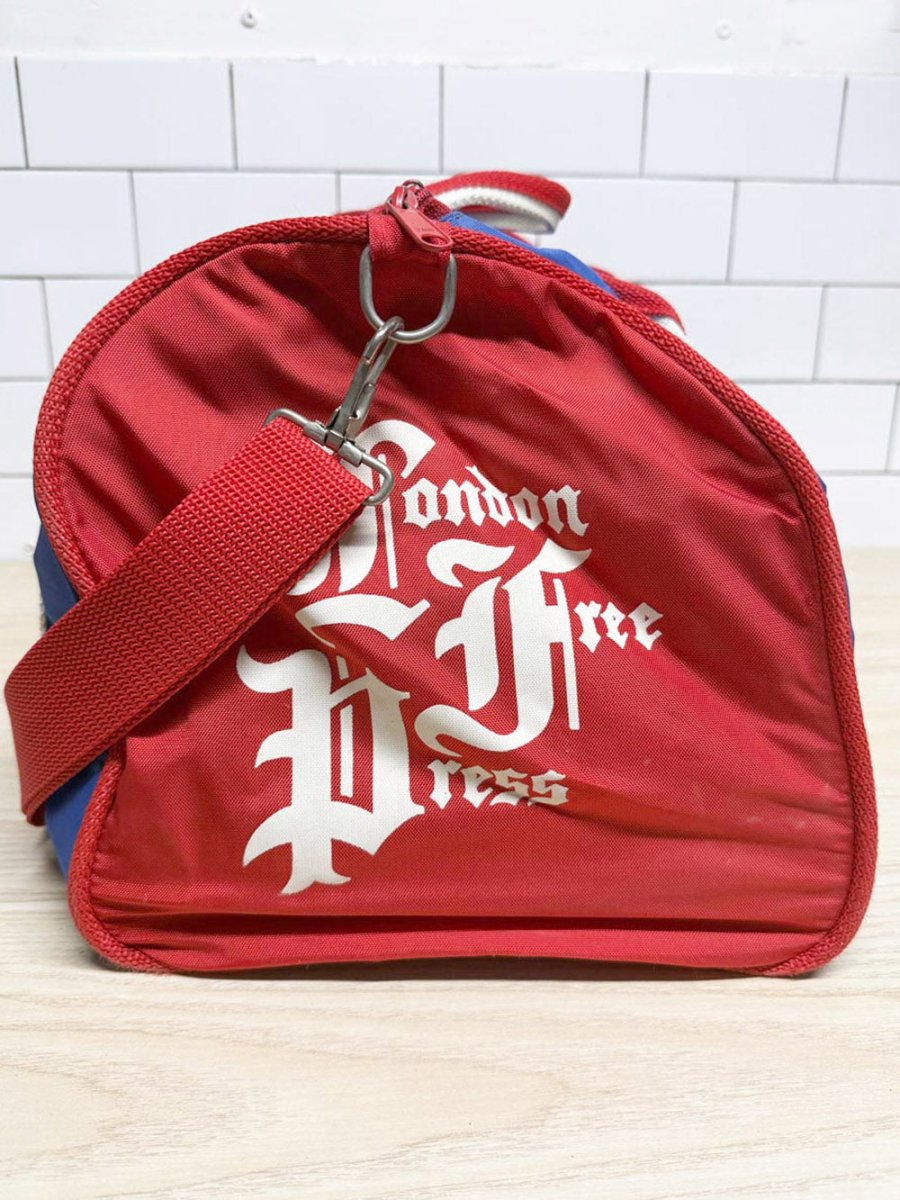 vintage london free press two - tone duffle bag - good market thrift store