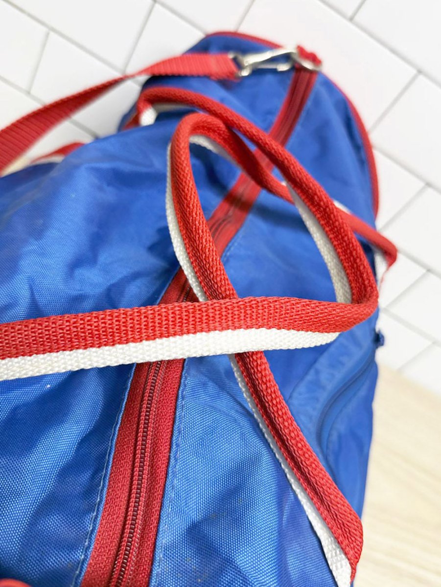 vintage london free press two - tone duffle bag - good market thrift store