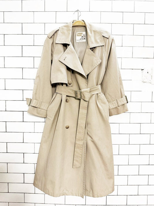 vintage london towne double breasted classic belted trench coat - good market thrift store