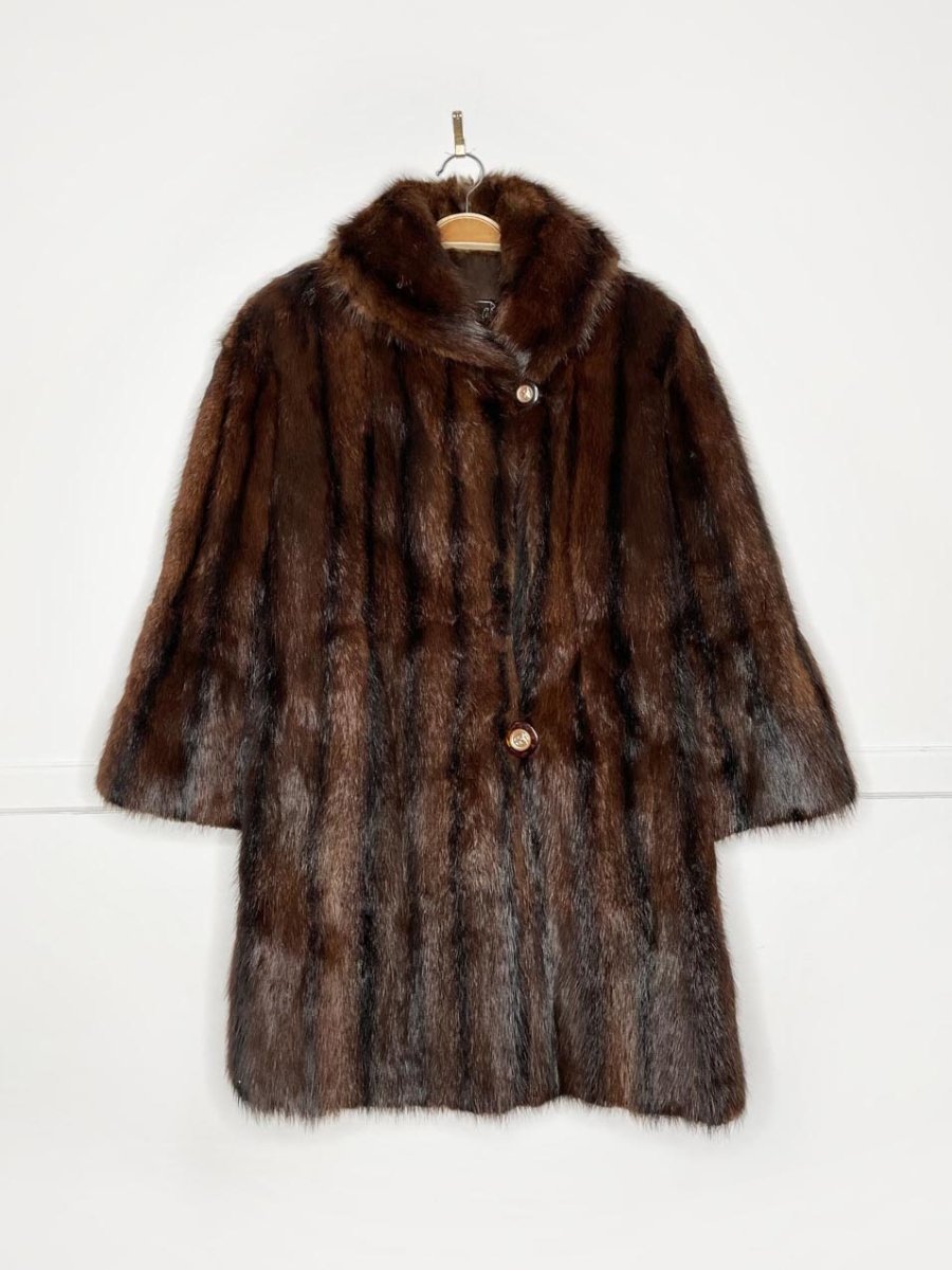 vintage long - haired mink mid - length coat - good market thrift store