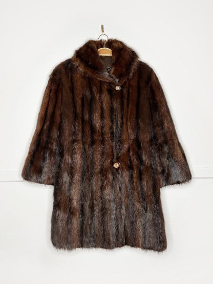 vintage long - haired mink mid - length coat - good market thrift store
