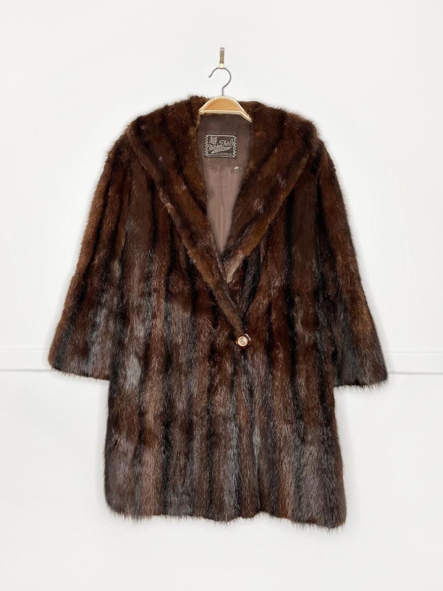 vintage long - haired mink mid - length coat - good market thrift store