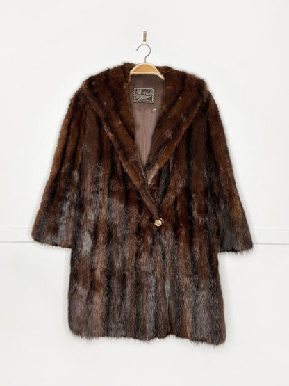 vintage long - haired mink mid - length coat - good market thrift store