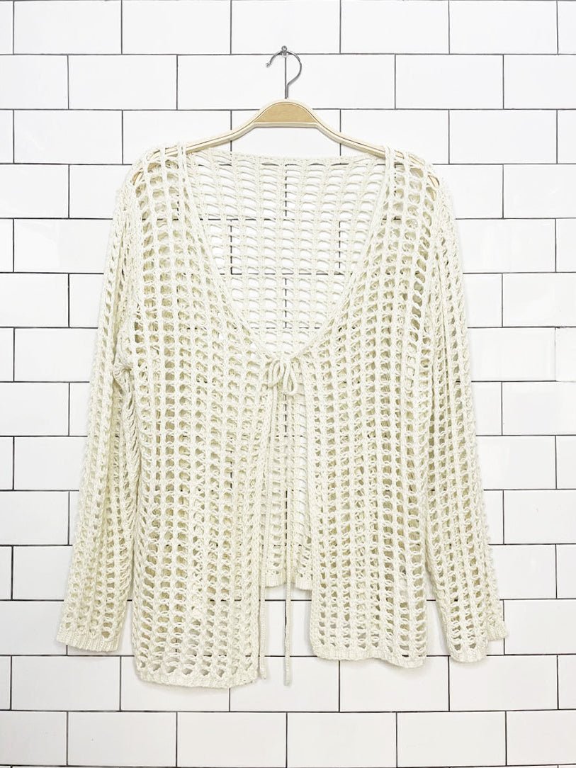 vintage loose crochet knit open cardigan cover up - good market thrift store