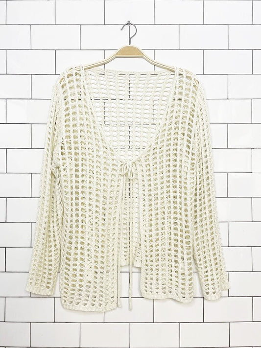 vintage loose crochet knit open cardigan cover up - good market thrift store