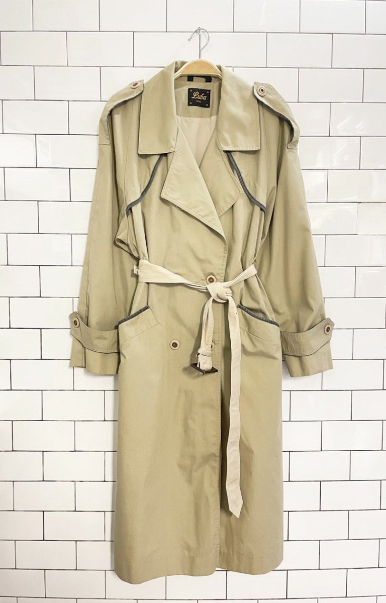 vintage luba paris classic belted trench coat | made in Canada - good market thrift store