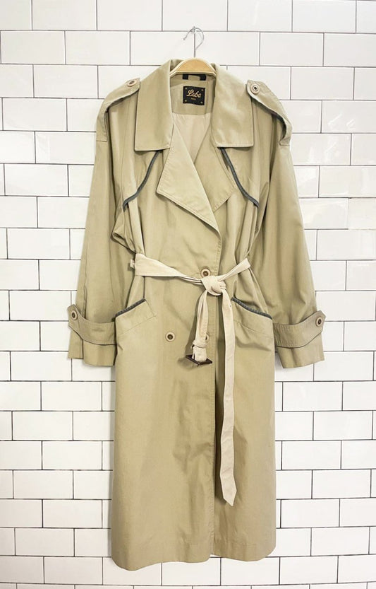 vintage luba paris classic belted trench coat | made in Canada - good market thrift store