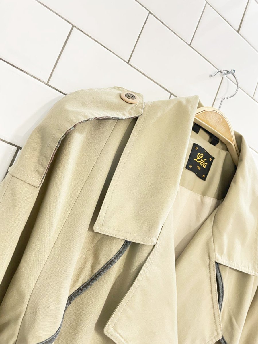 vintage luba paris classic belted trench coat | made in Canada - good market thrift store
