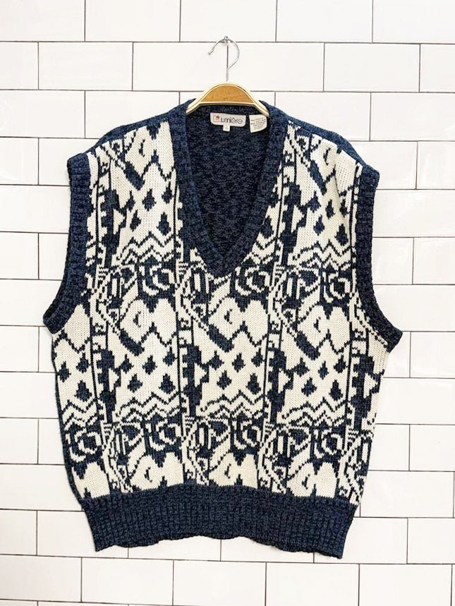 vintage lumiēre abstract knit sweater vest - good market thrift store