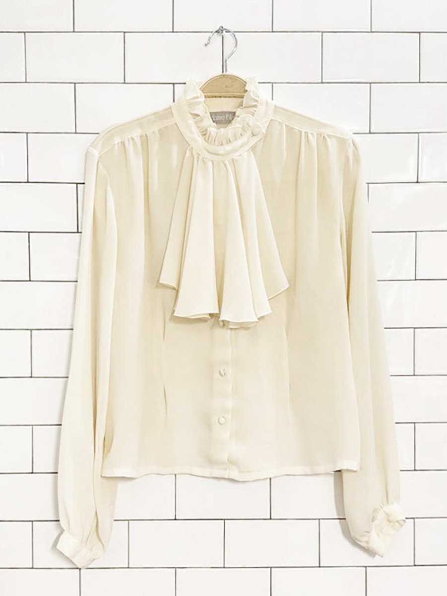 vintage madam blass ruffled jabot collar blouse - good market thrift store