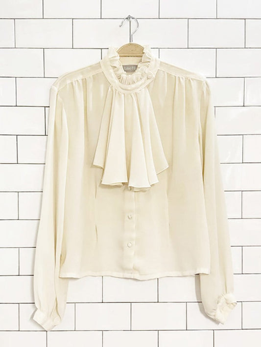 vintage madam blass ruffled jabot collar blouse - good market thrift store