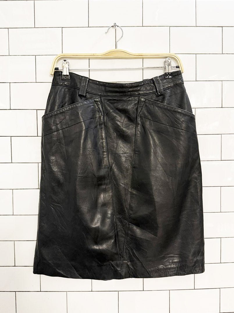 vintage madeleine butter leather deep pocket mini skirt - good market thrift store