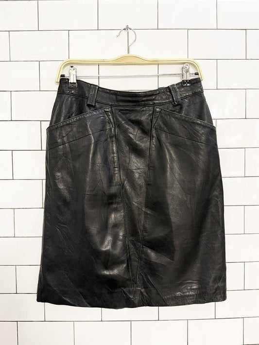 vintage madeleine butter leather deep pocket mini skirt - good market thrift store