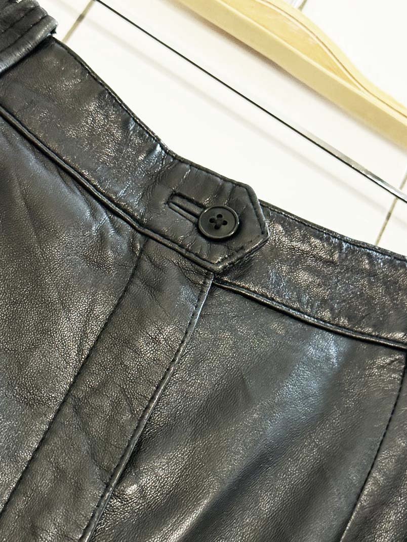 vintage madeleine butter leather deep pocket mini skirt - good market thrift store