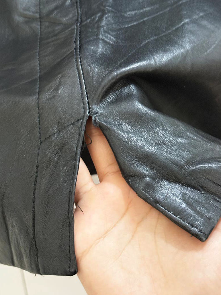 vintage madeleine butter leather deep pocket mini skirt - good market thrift store