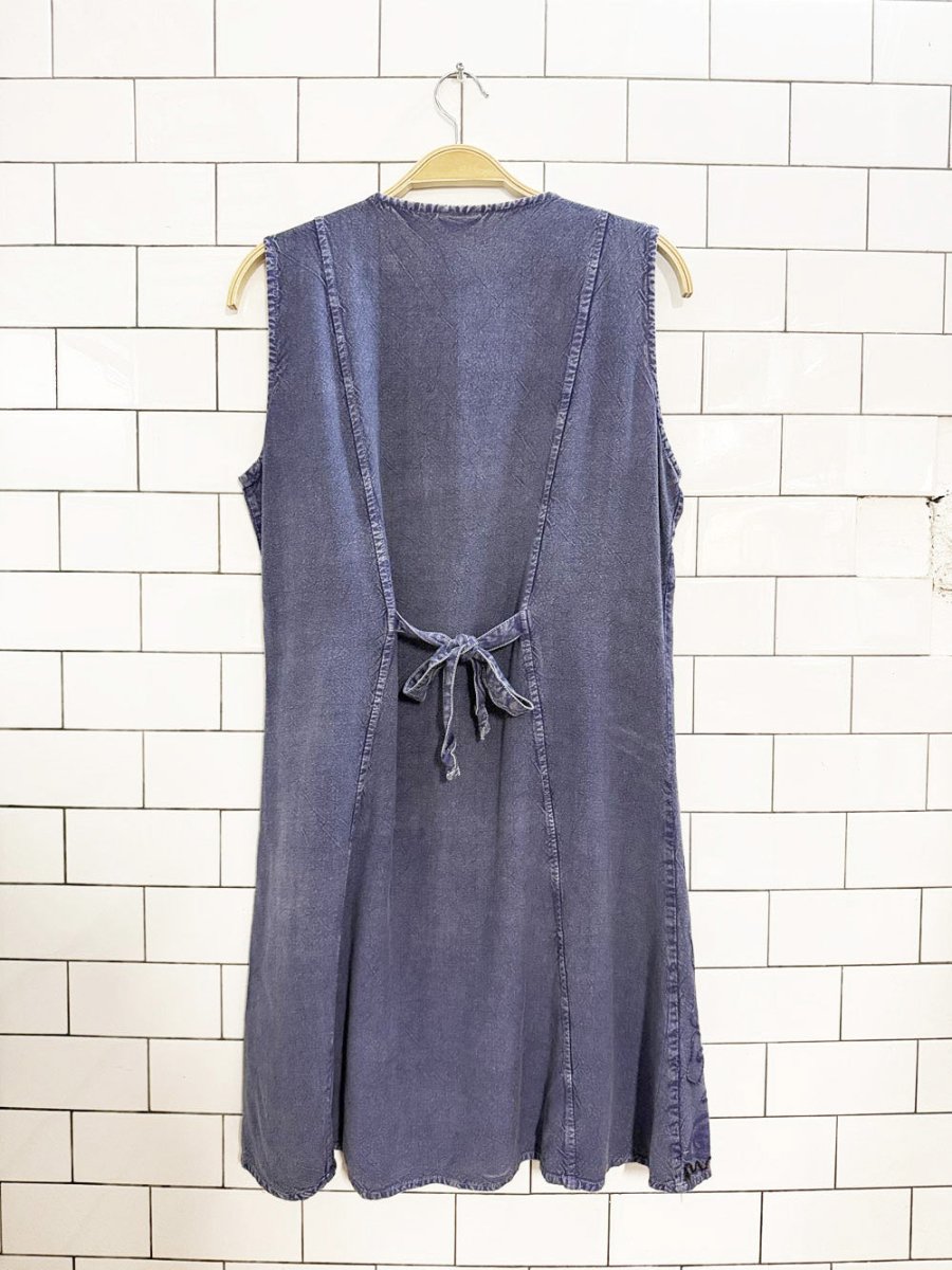 vintage magic boho embroidered full button mini dress - good market thrift store