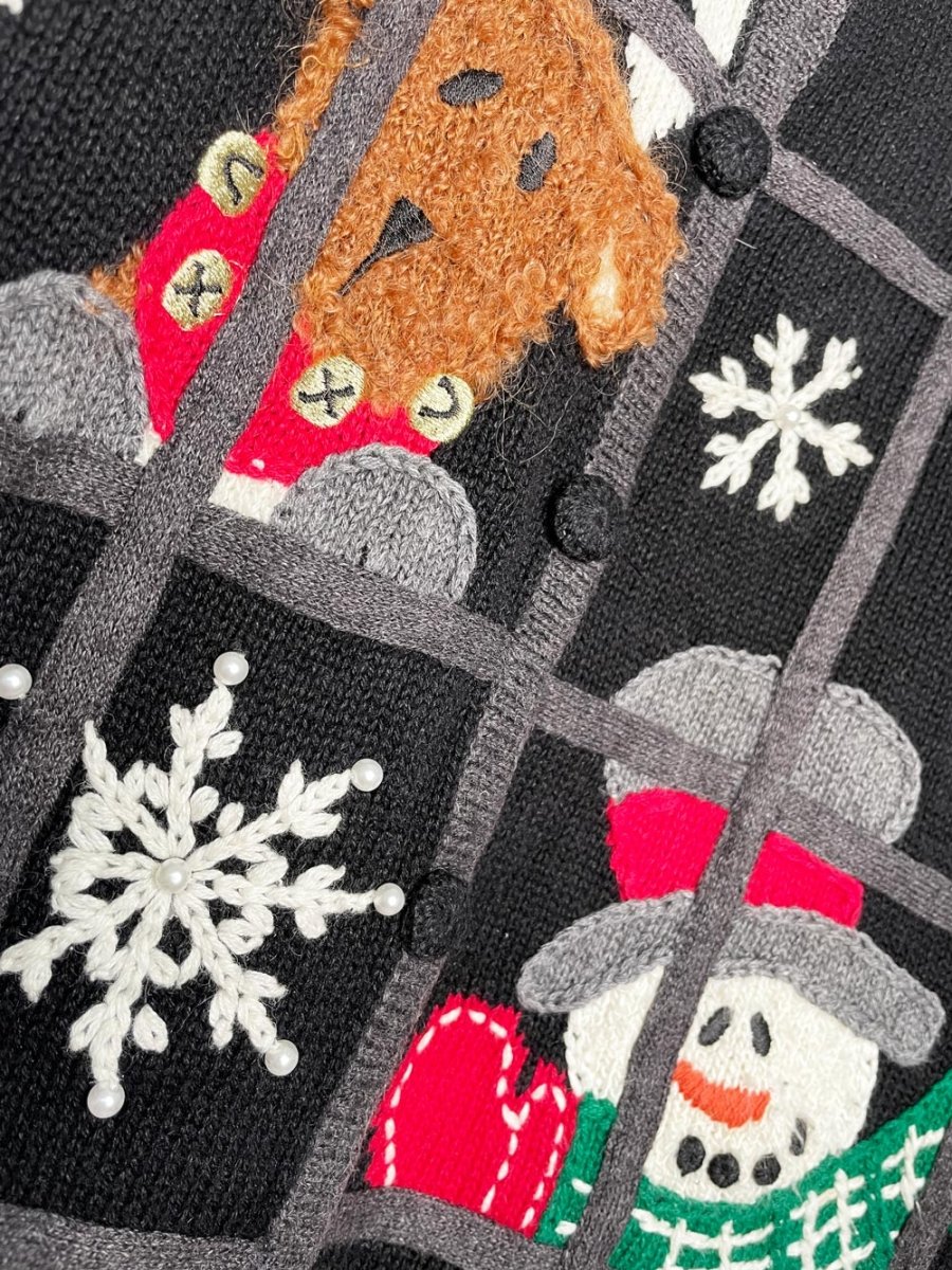 vintage mandal bay santa holiday window knit cardigan - good market thrift store