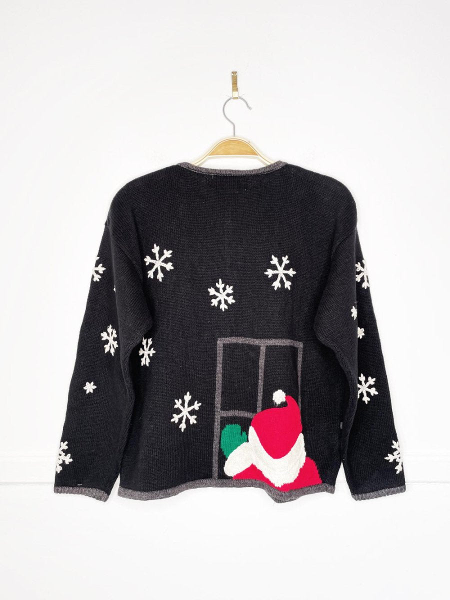 vintage mandal bay santa holiday window knit cardigan - good market thrift store