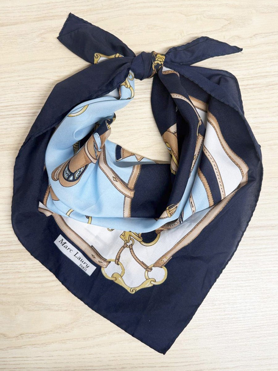 vintage marc laury paris saddle square scarf | hand - rolled edge - good market thrift store