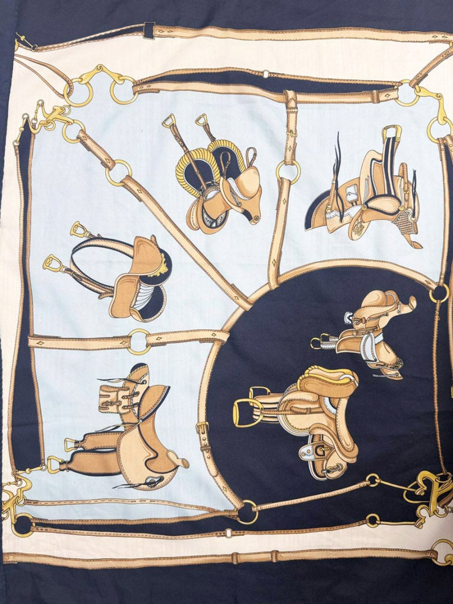 vintage marc laury paris saddle square scarf | hand - rolled edge - good market thrift store