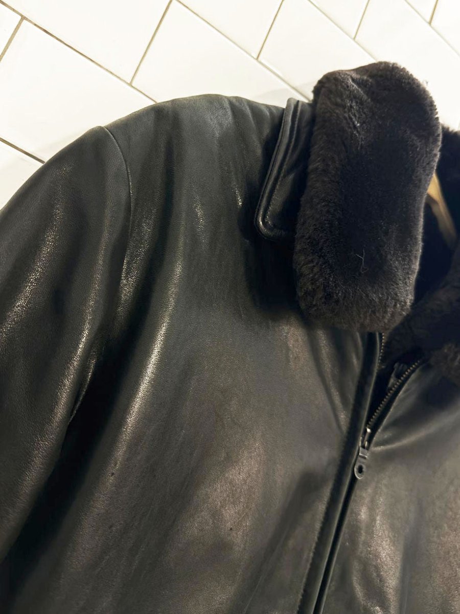 vintage marc new york faux fur collar butter leather coat | zip out lining - good market thrift store