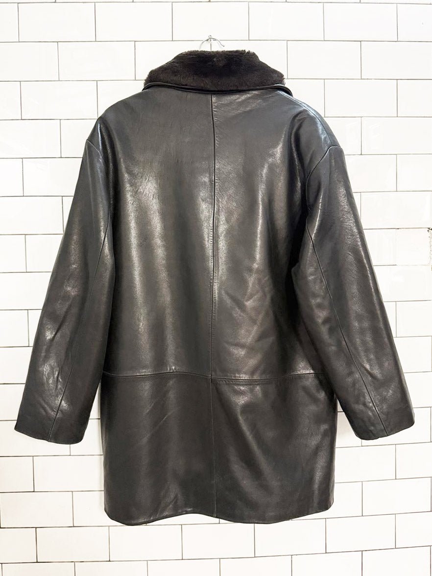 vintage marc new york faux fur collar butter leather coat | zip out lining - good market thrift store