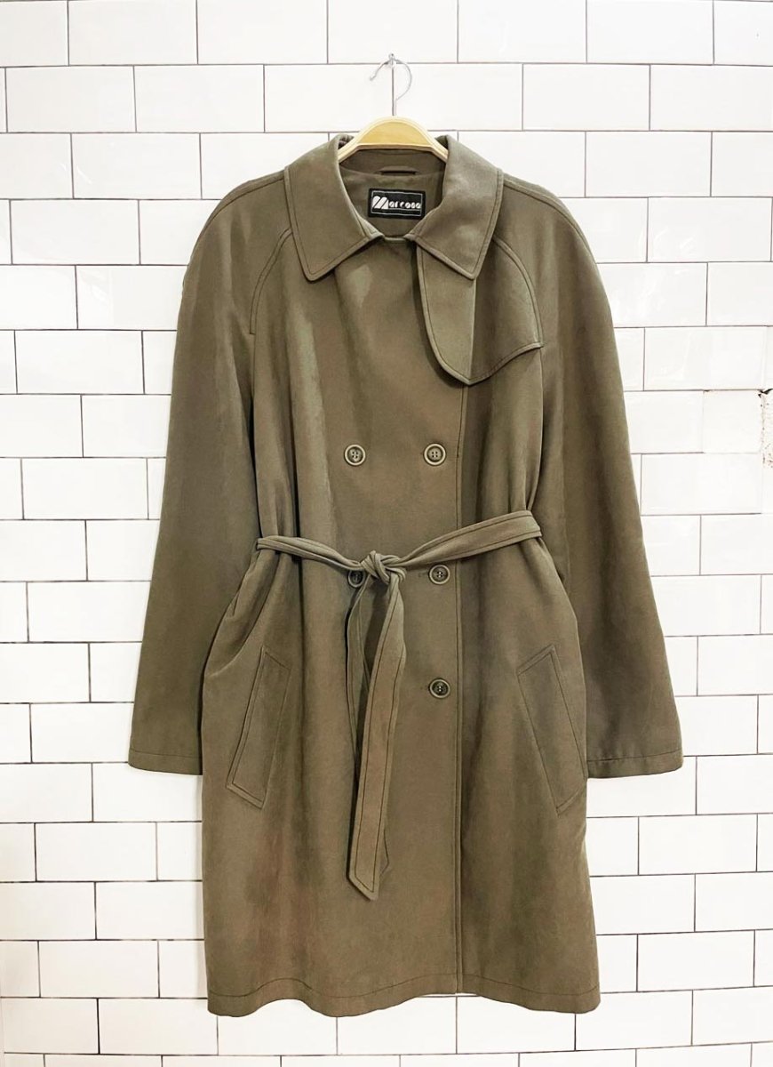 vintage marcona soft touch belted short trench coat - good market thrift store