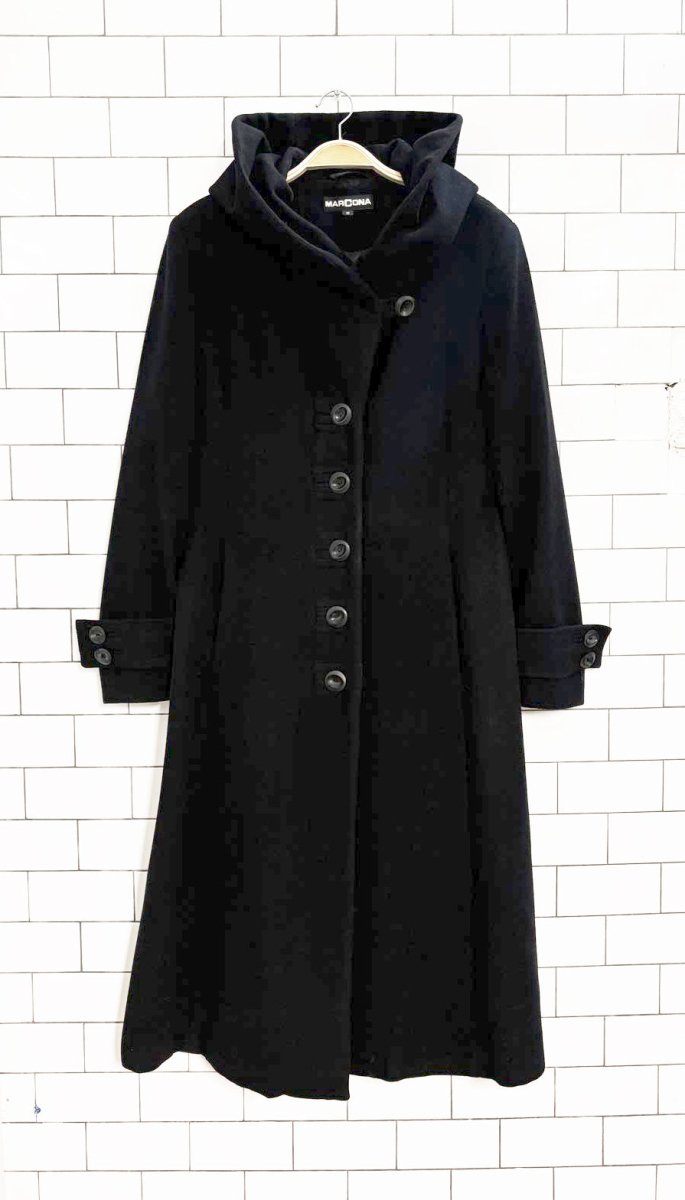 vintage marcona wool - blend hooded long coat - good market thrift store