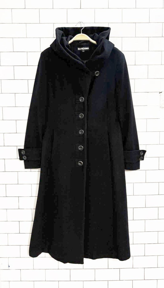 vintage marcona wool - blend hooded long coat - good market thrift store
