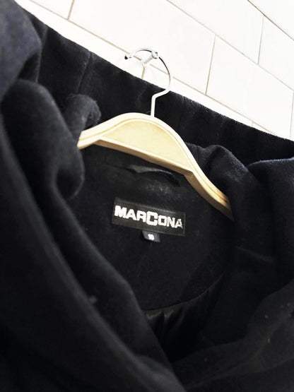 vintage marcona wool - blend hooded long coat - good market thrift store