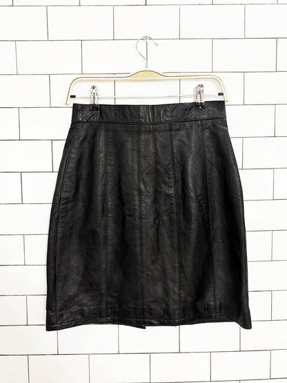 vintage margaret godfrey gold button leather mini skirt - good market thrift store