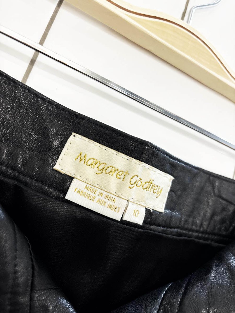 vintage margaret godfrey gold button leather mini skirt - good market thrift store