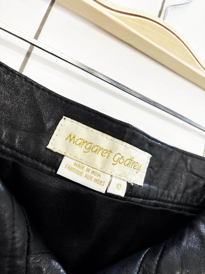 vintage margaret godfrey gold button leather mini skirt - good market thrift store